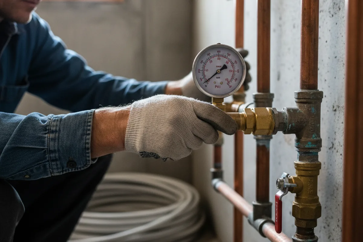 Pressure testing a repaired line during Water Line Repair in Pikesville